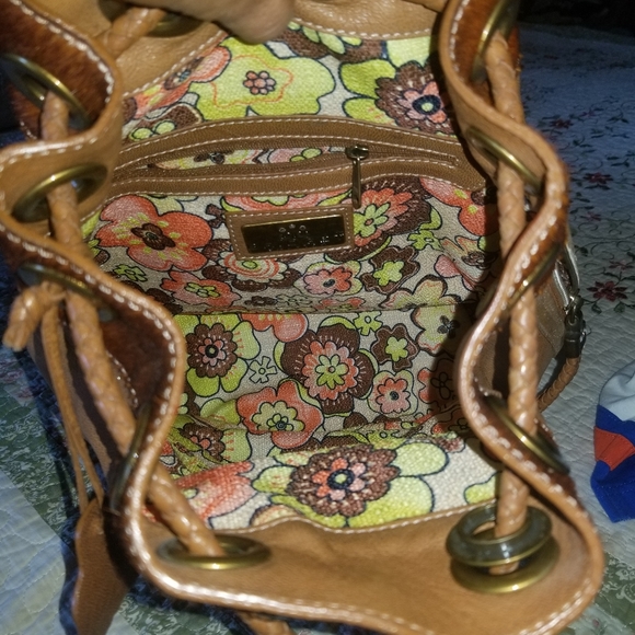 Bridget Shuster Genuine Leather Studded Fringed Multicolor Backpack - Picture 8 of 12